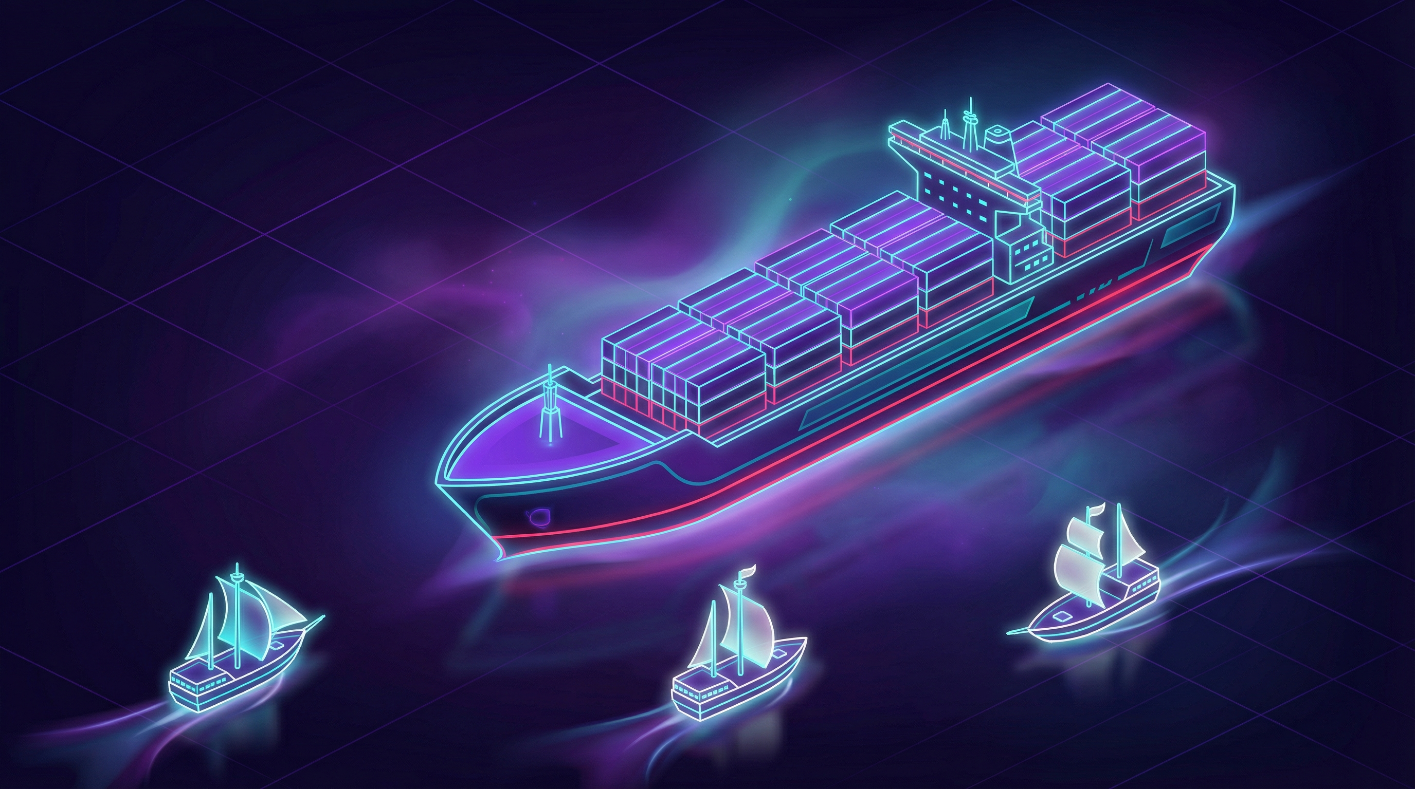Container ship with sailboats — modular ERP architecture