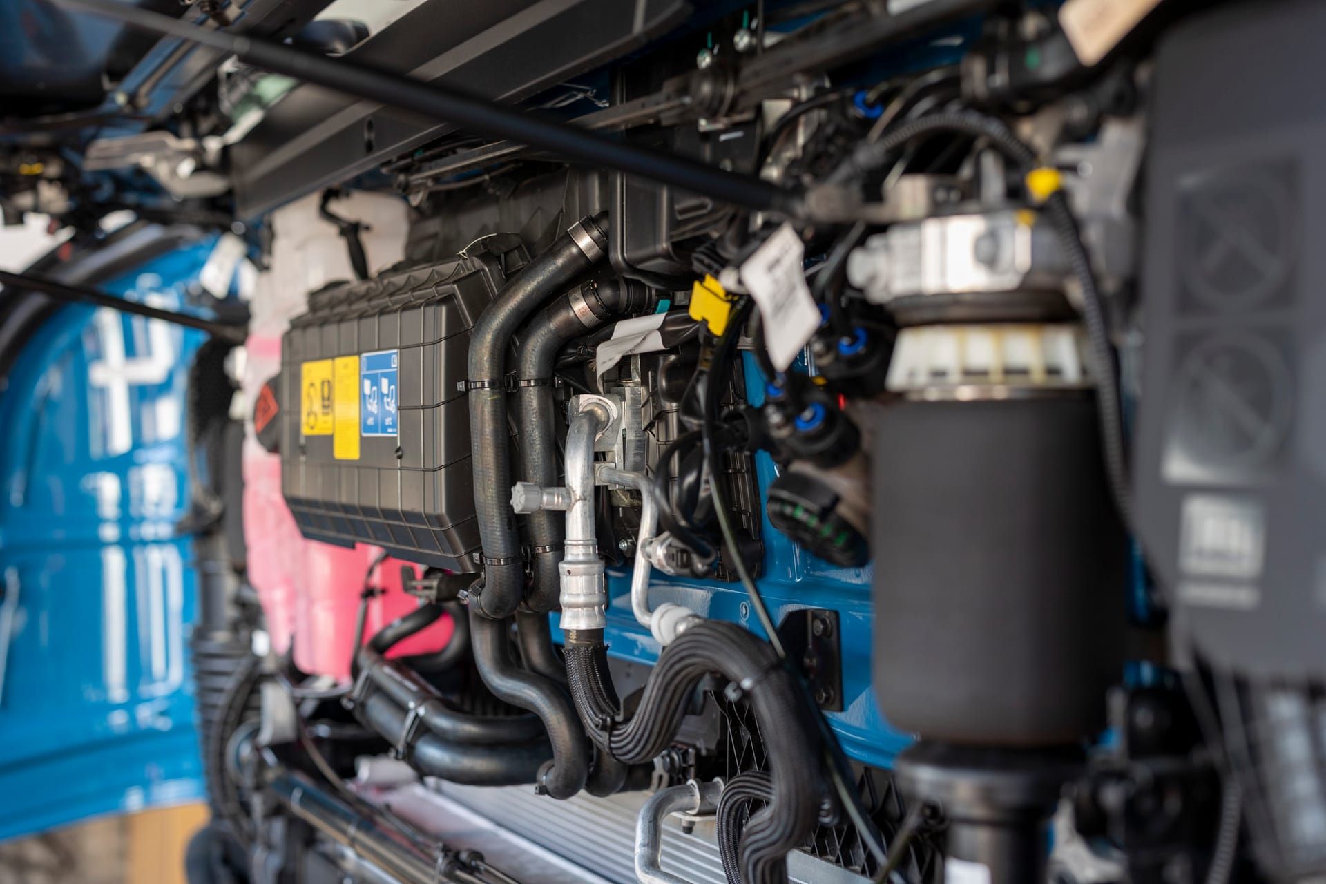 View into a vehicle's engine bay