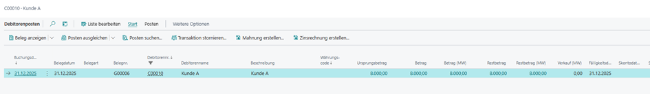 Debitorenposten Kunde A