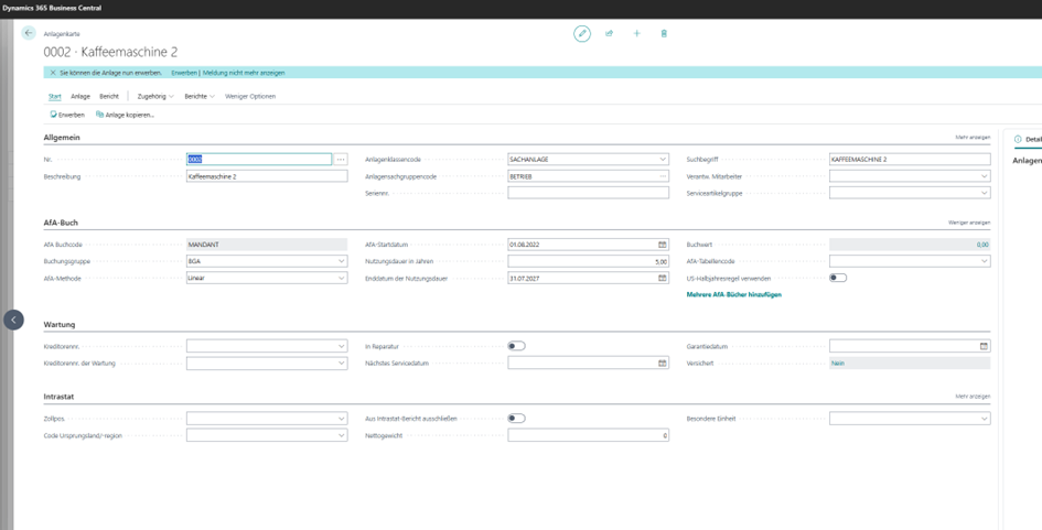 Anlagenkarte Kaffeemaschine 2