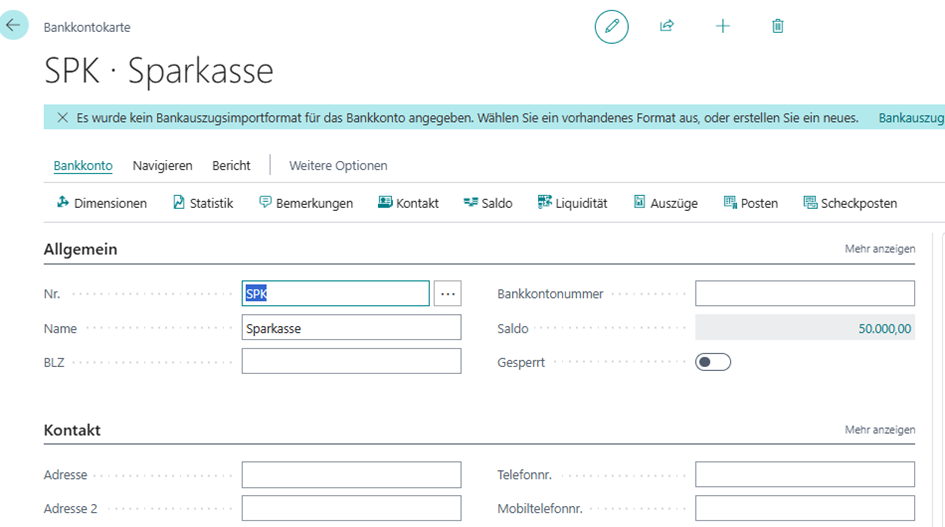 Bankkontokarte SPK Sparkasse