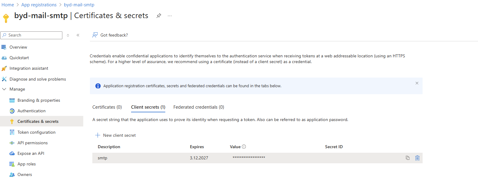 Microsoft Entra app with client secret