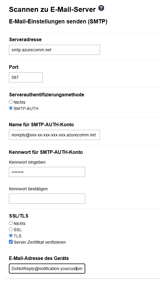 Scanner configuration with custom domain