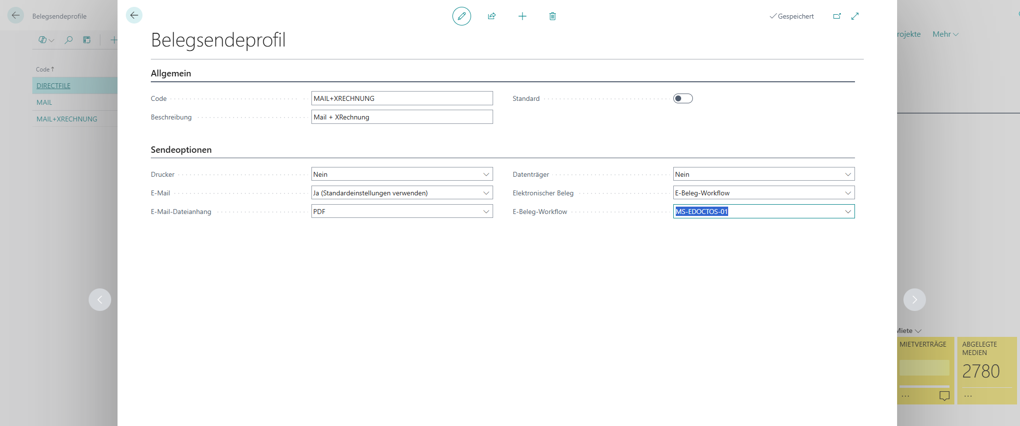 Belegsendeprofil MAIL+XRECHNUNG