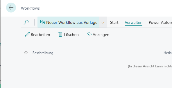 Neuer Workflow aus Vorlage Button