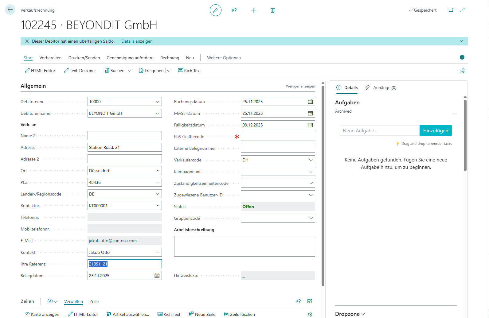 Verkaufsrechnung mit Ihre Referenz (Leitweg-ID)