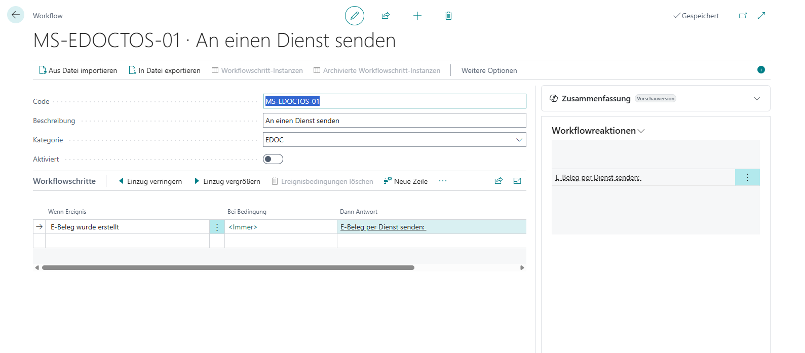 Workflow noch nicht konfiguriert
