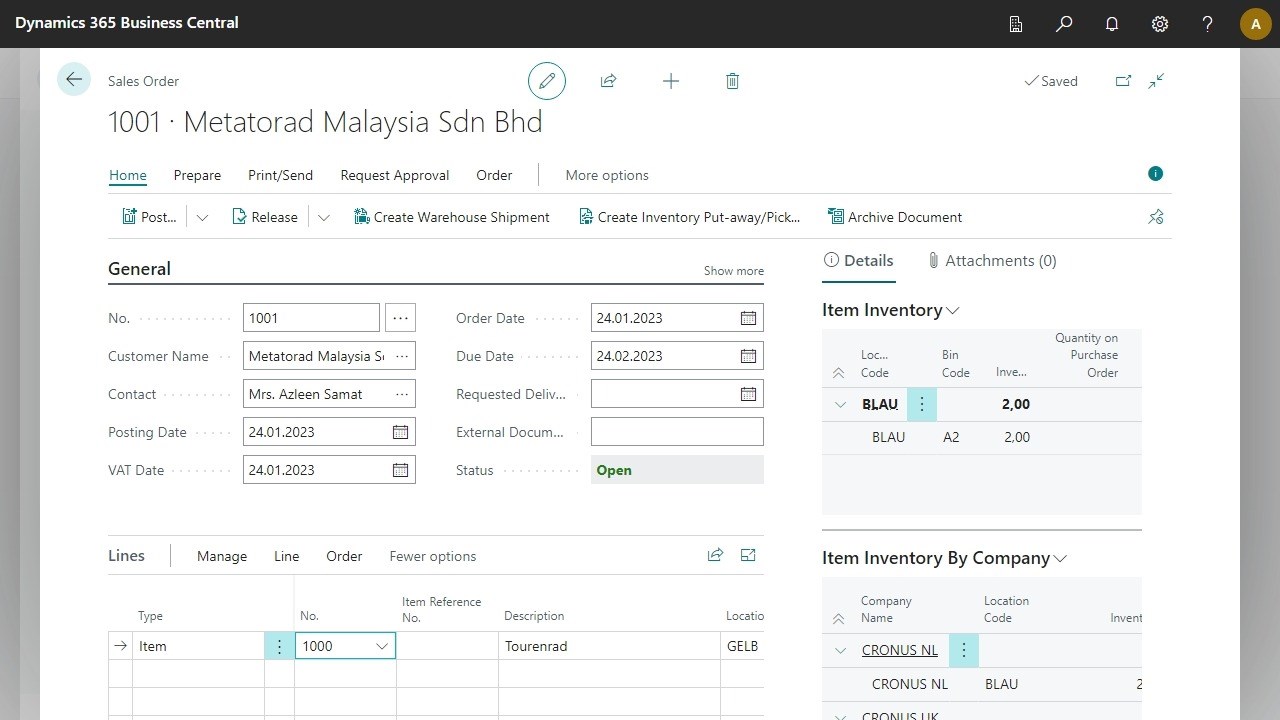 Inventory Details factbox on purchase order