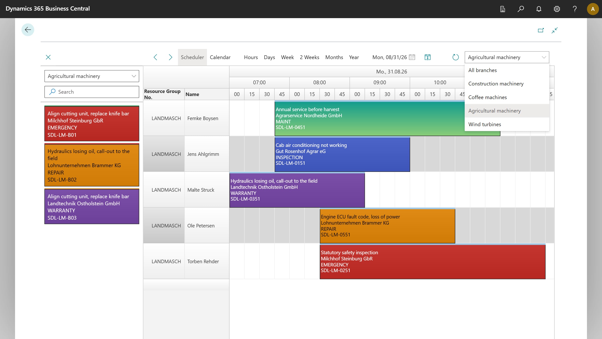 The saved filters in the board's own dropdown — a branch is one click away